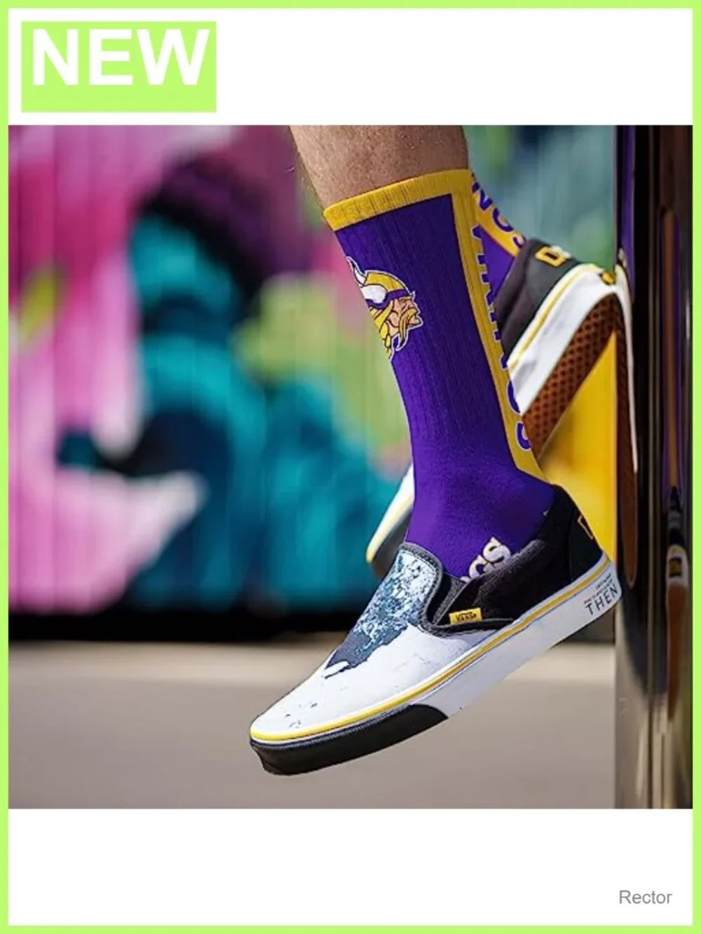 NFL Vikings Crew Socks - Acrylic Blend, Athletic Fan Gear